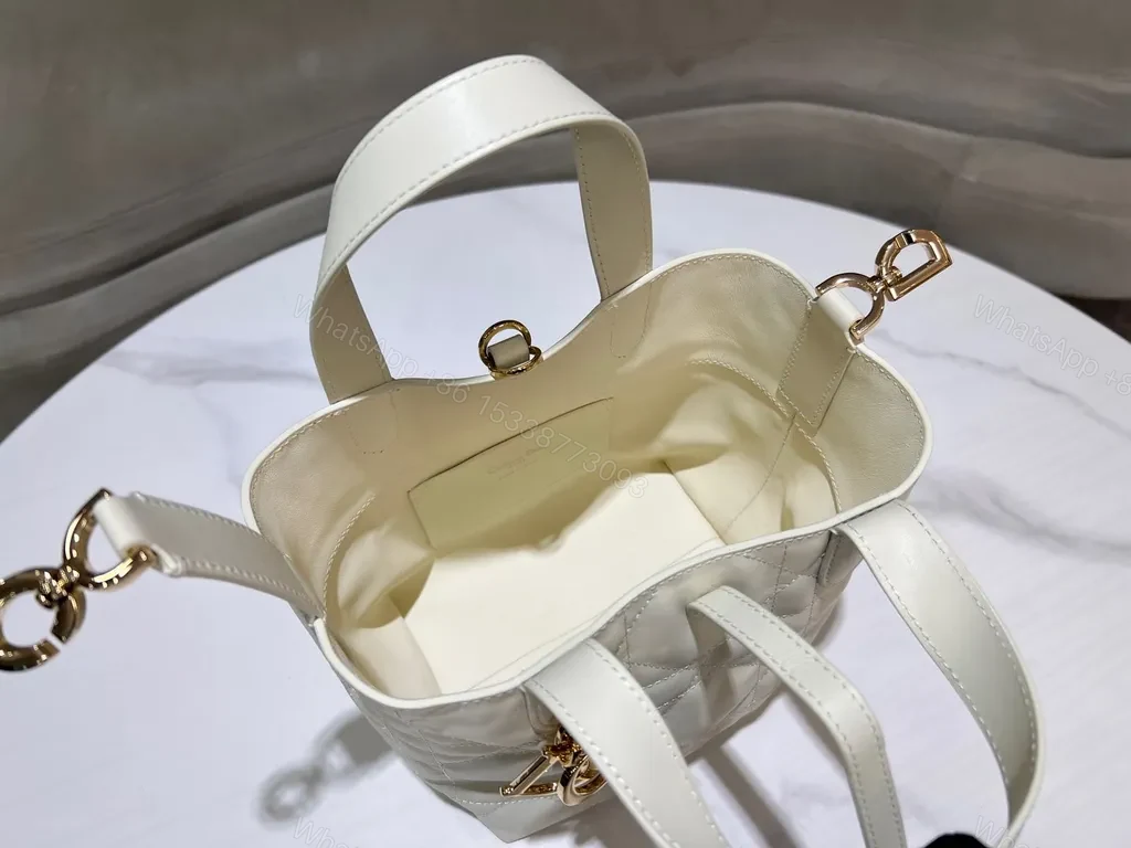 View 4 of Chic Quilted Mini Tote with Gold Dior Hardware