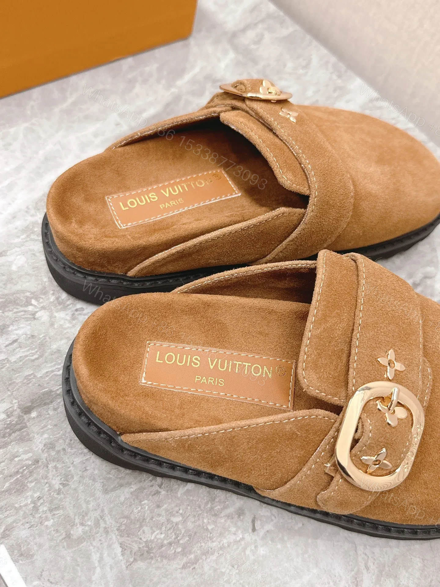 View 2 of LV Women Brown Suede Mules