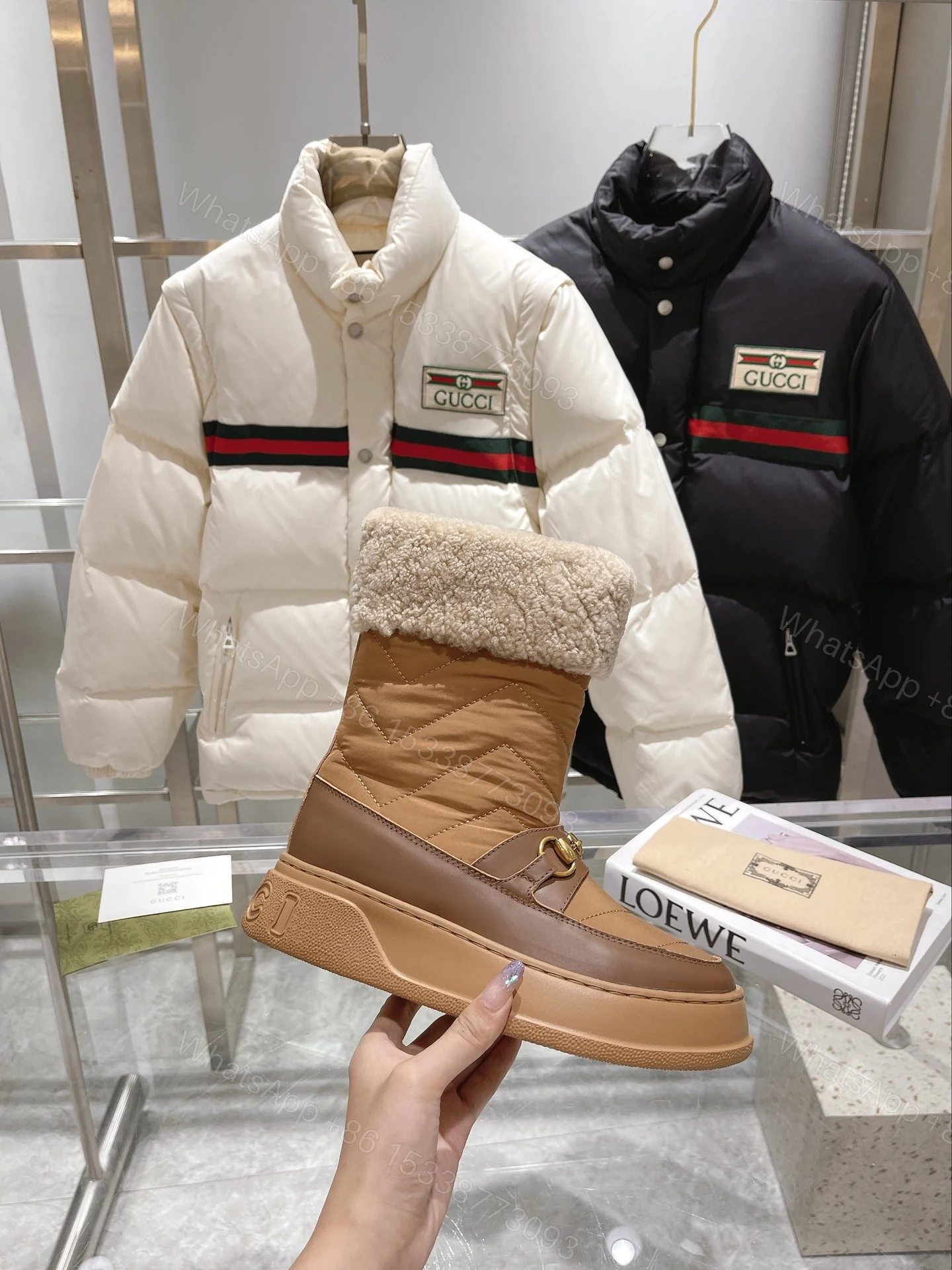 View 6 of GUCCI HORSEBIT CHEVRON QUILTED BOOTS BROWN