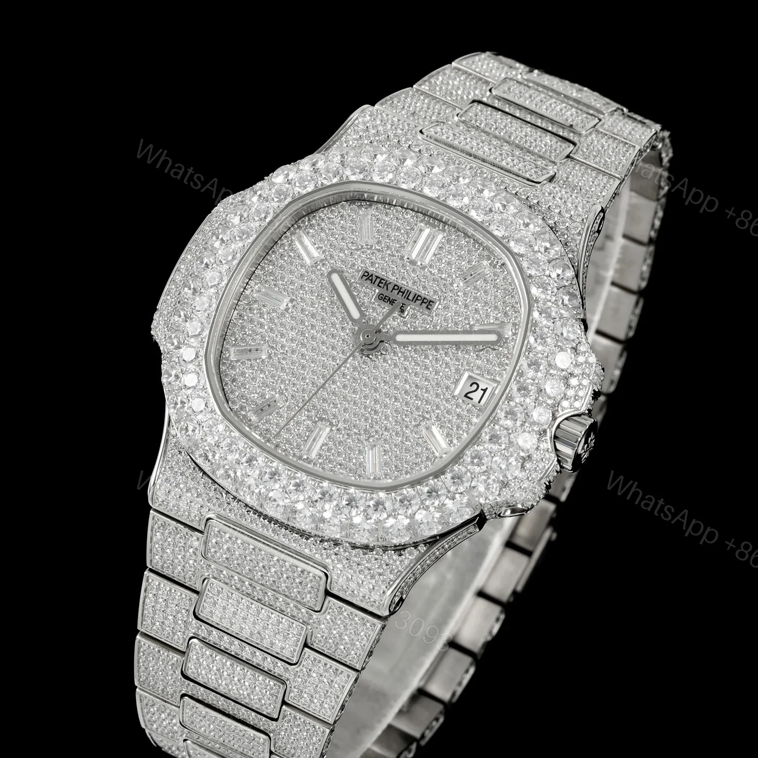 View 4 of Patek Philippe Nautilus 5711 Diamond Pavé Luxury Watch 40mm Full Diamond Edition AMG-PP-BD1-5711-FULL-DIAMOND