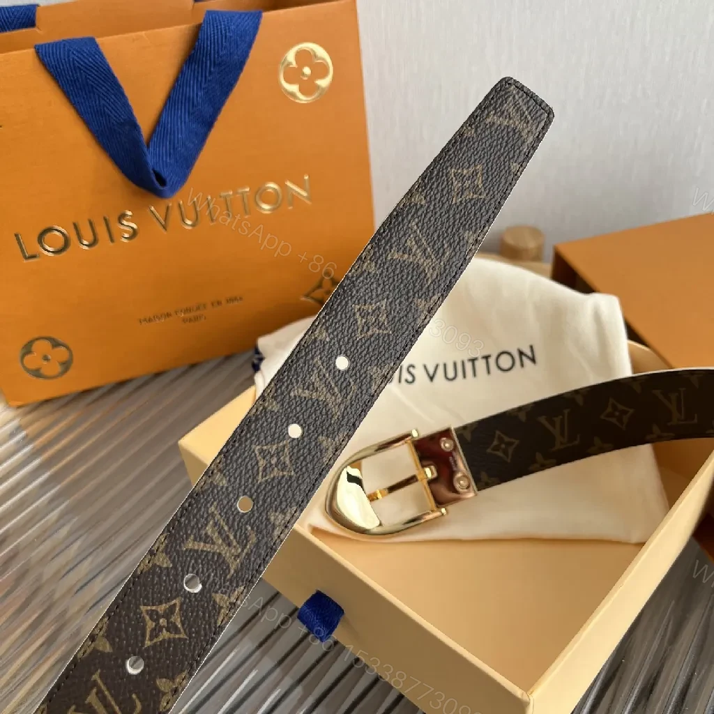 View 8 of White Leather Belt: Subtle Gold Buckle, Monogram Detail, Modern Luxury