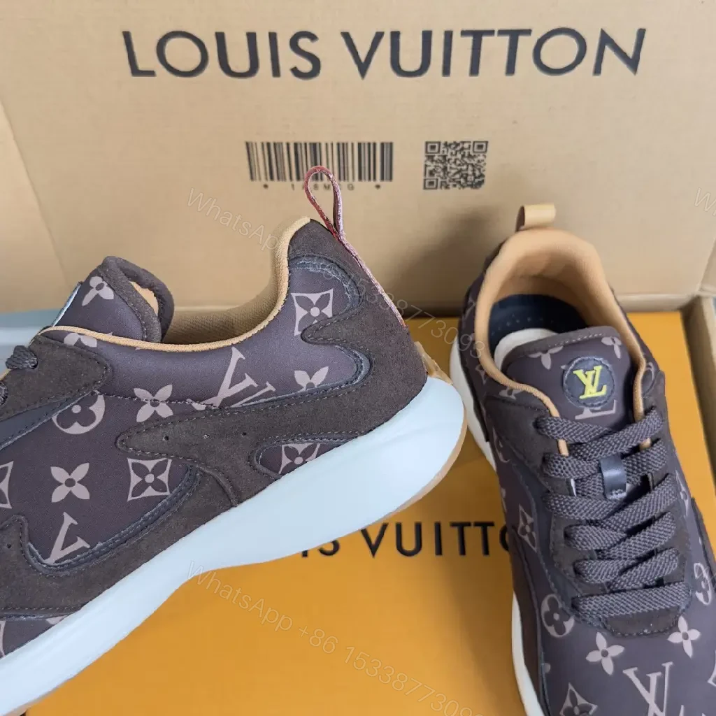 View 10 of Brown Monogram Windrunner Sneaker - Louis Vuitton Style, Low-Top, Lace-Up