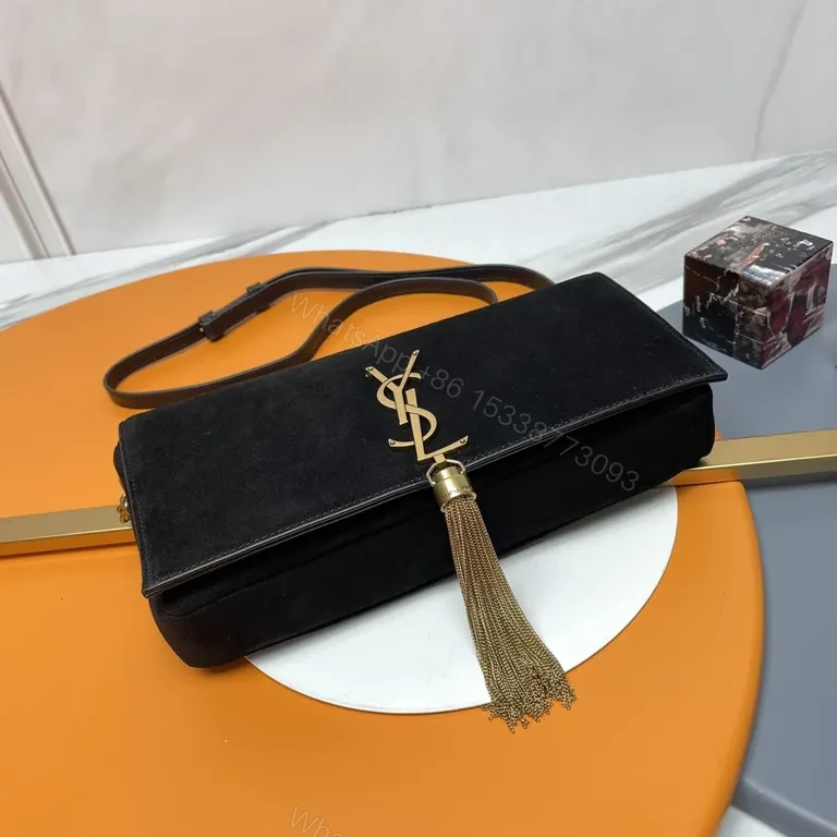 View 7 of Compact Velvet Clutch with Gold Hardware â€“ Night-Out Essential