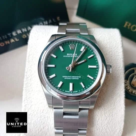 View 5 of Rolex Oyster Perpetual 277200 Green Dial Replica
