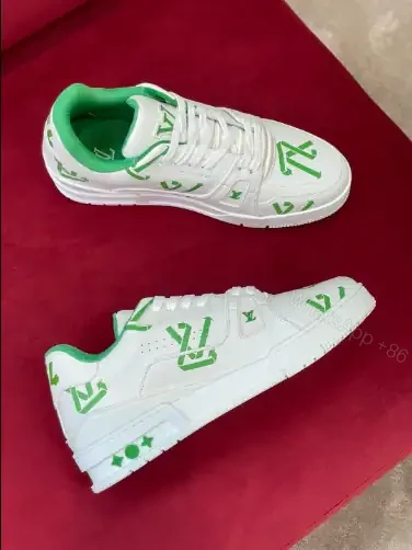 View 3 of LOUIS VUITTON TRAINER LOW-TOP SNEAKERS IN WHITE AND GREEN – LSVT387