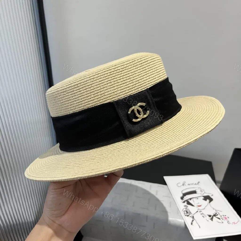 Straw Boater Hat with Satin Band – All-Season Chic — view 1