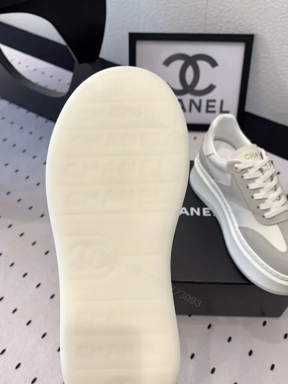 View 6 of White & Grey Luxe Leather High-Tops: Subtle Branding Sneakers