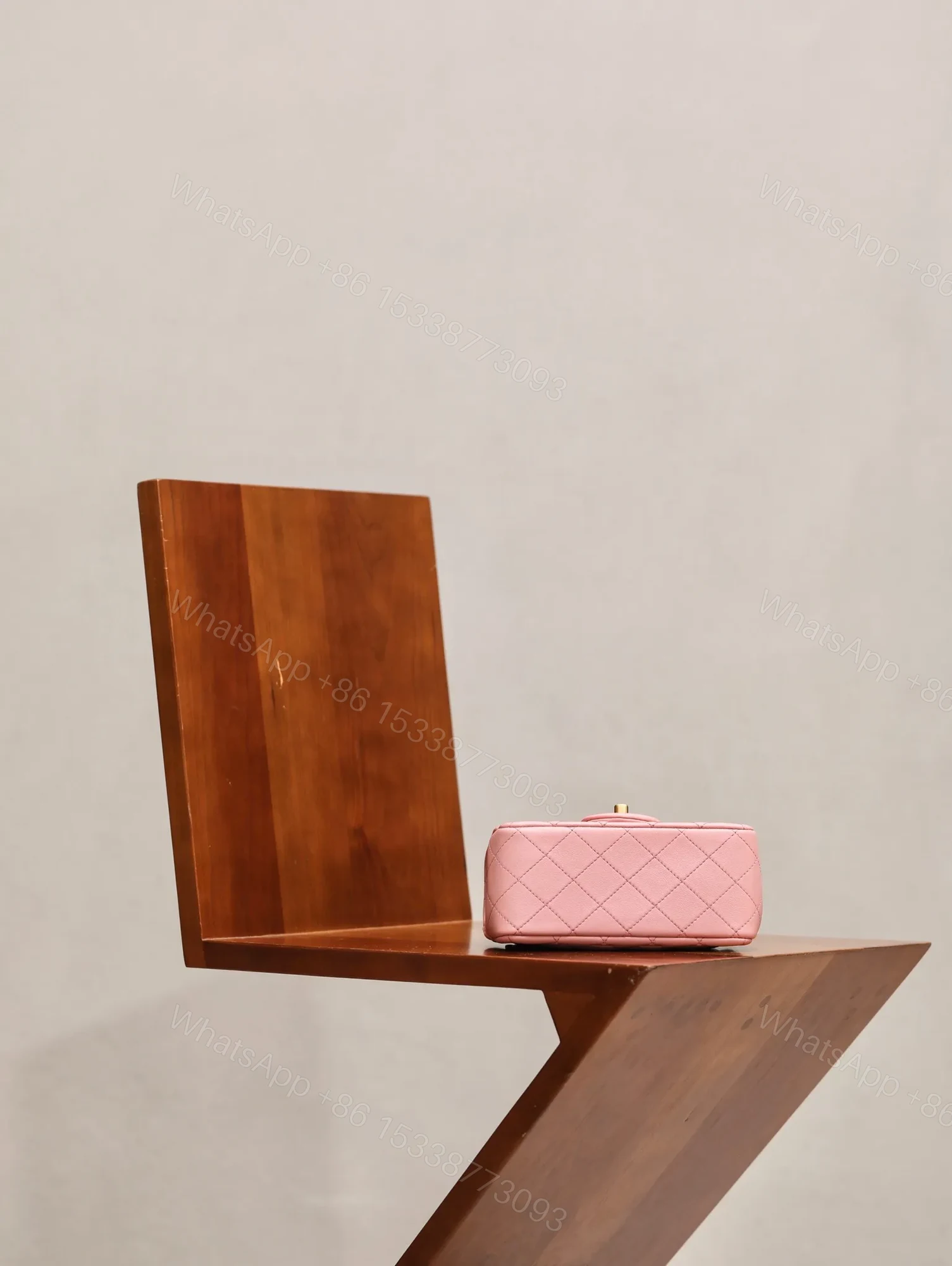 View 3 of Chanel Classic Woman’s 11 Handbag Pink With Bag Handle Bell 18cm