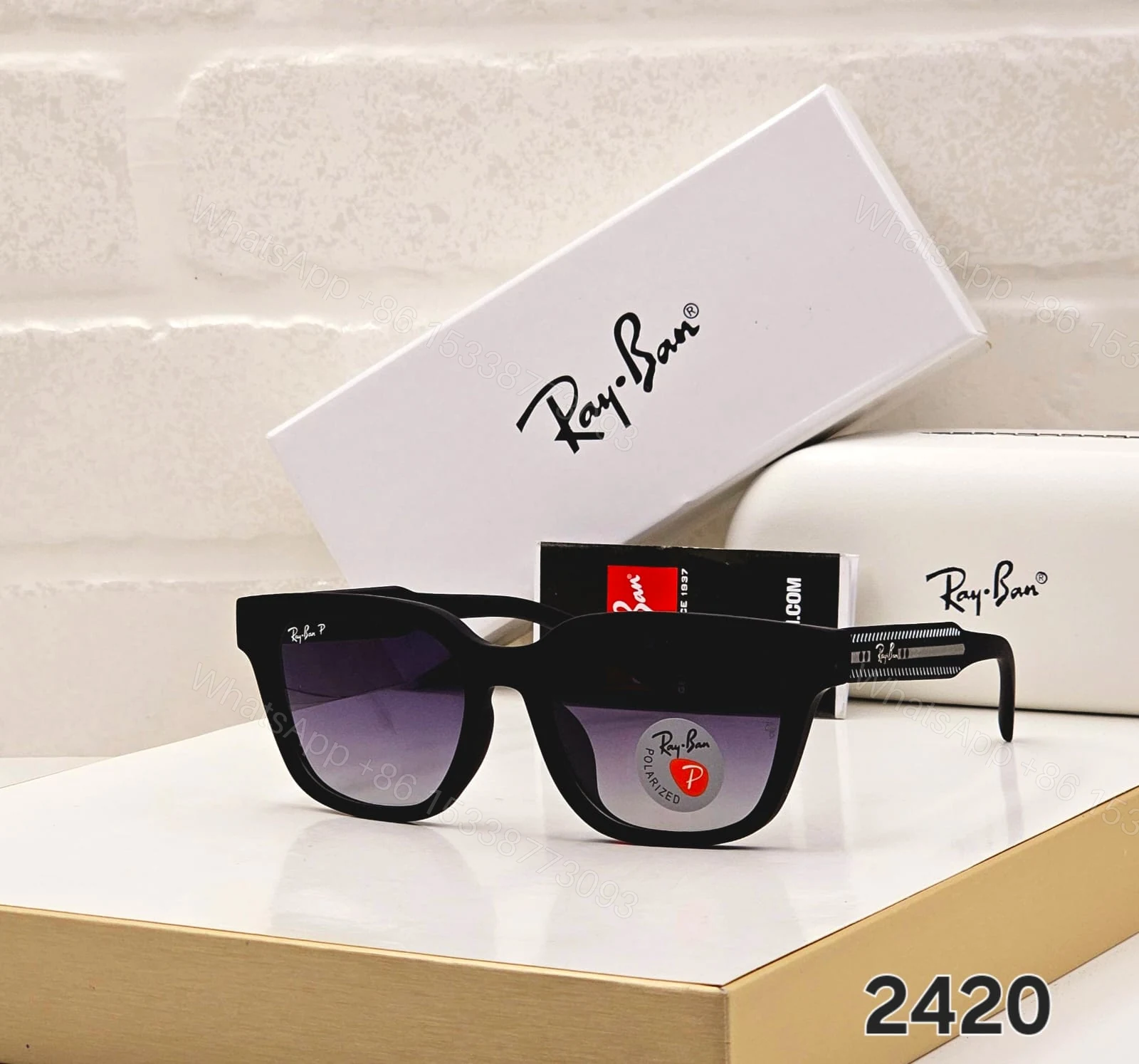 View 8 of Ray-Ban Square Sunglasses Black-Grey