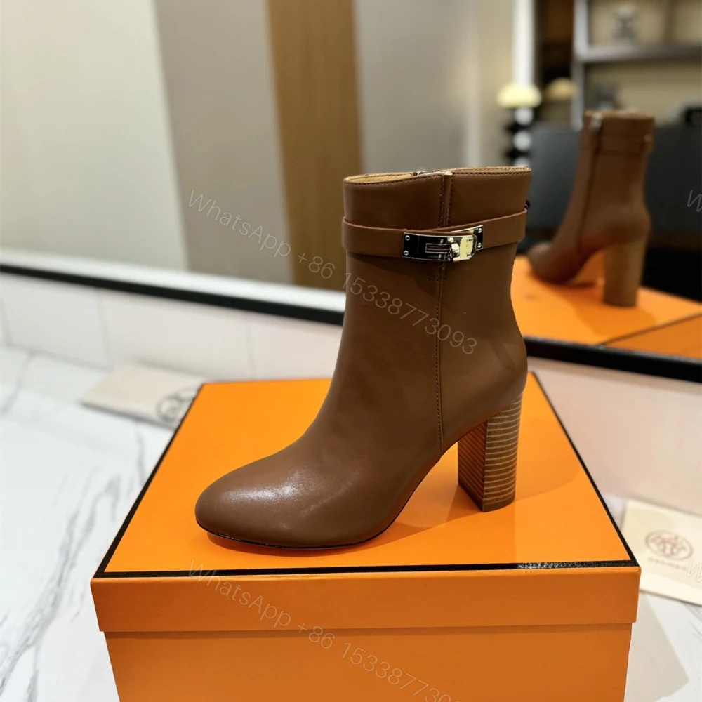 View 4 of 高仿Hermes*H202257ZA3小牛皮高踭短靴棕色8.5CM免檢版