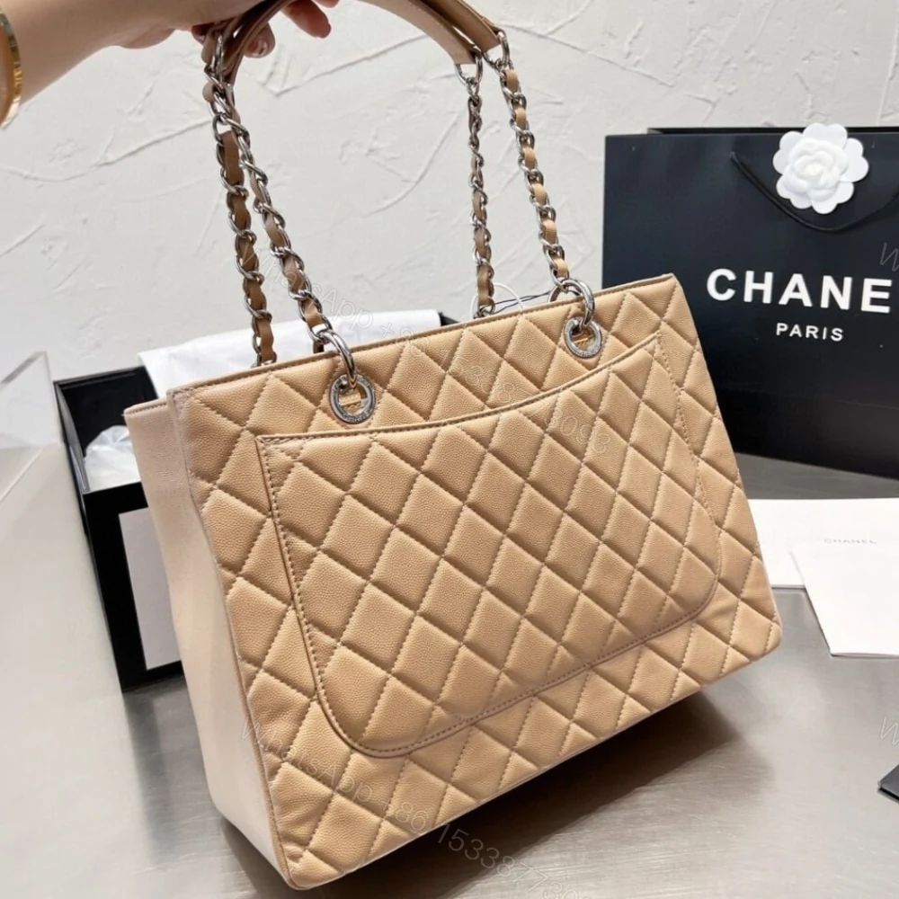 View 2 of Chanel Grand Shopping Bag Caviar Beige 34Cm