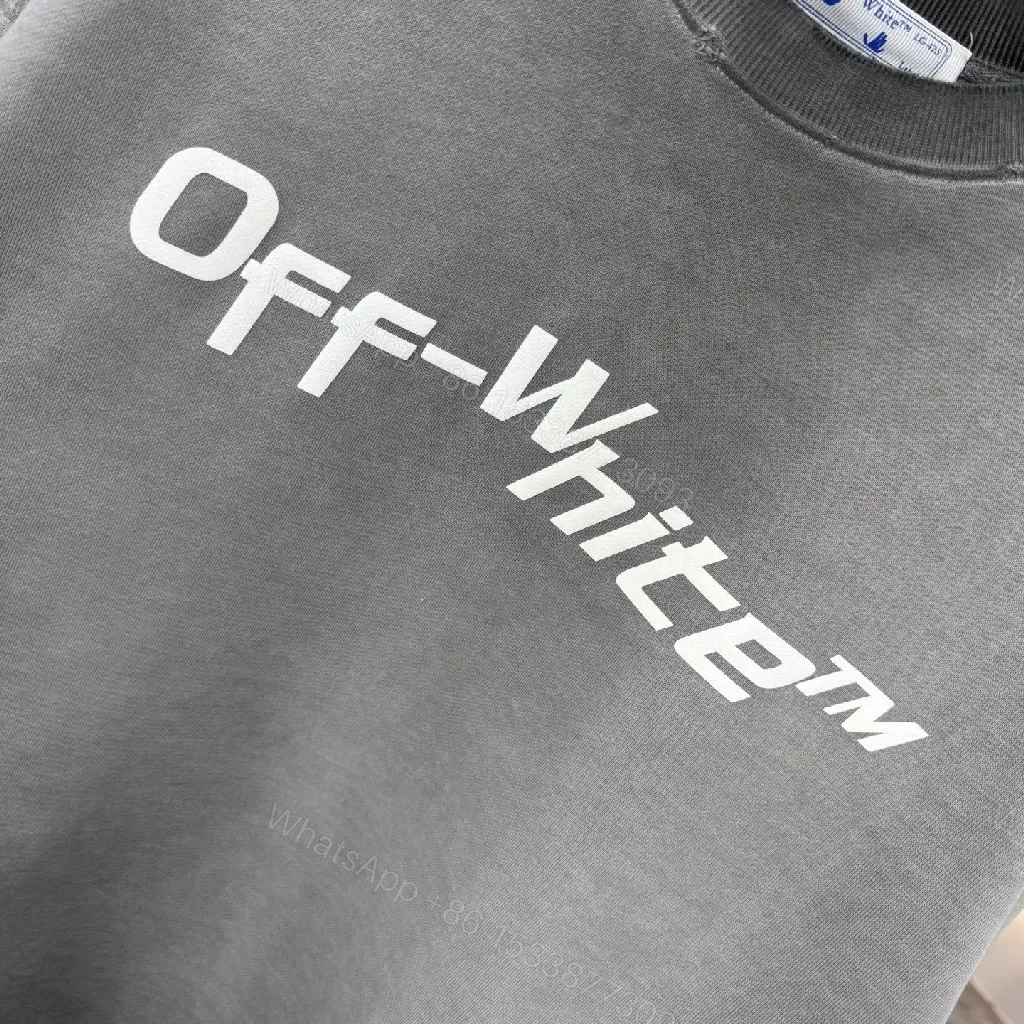 View 6 of Grey Oversized Sweatshirt with Off-White Logo