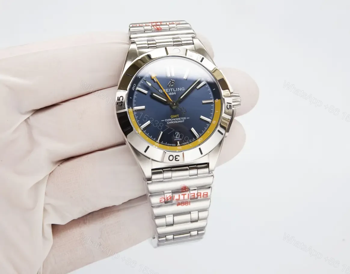 Breitling Chronomat GMT Blue Yellow Replica Steel Bracelet 40MM Premium A32398101C1A1 — view 1