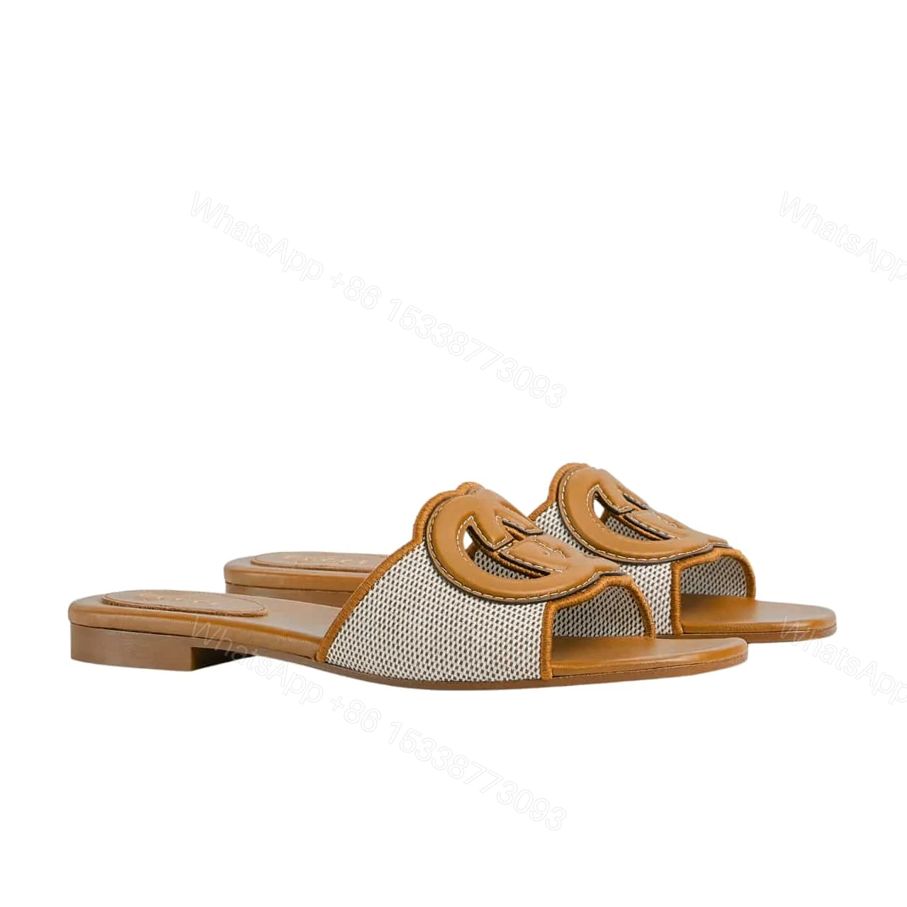 GUCCI WOMEN’S INTERLOCKING G SLIDE SANDAL BROWN 835723 FAEA0 9562 — view 1