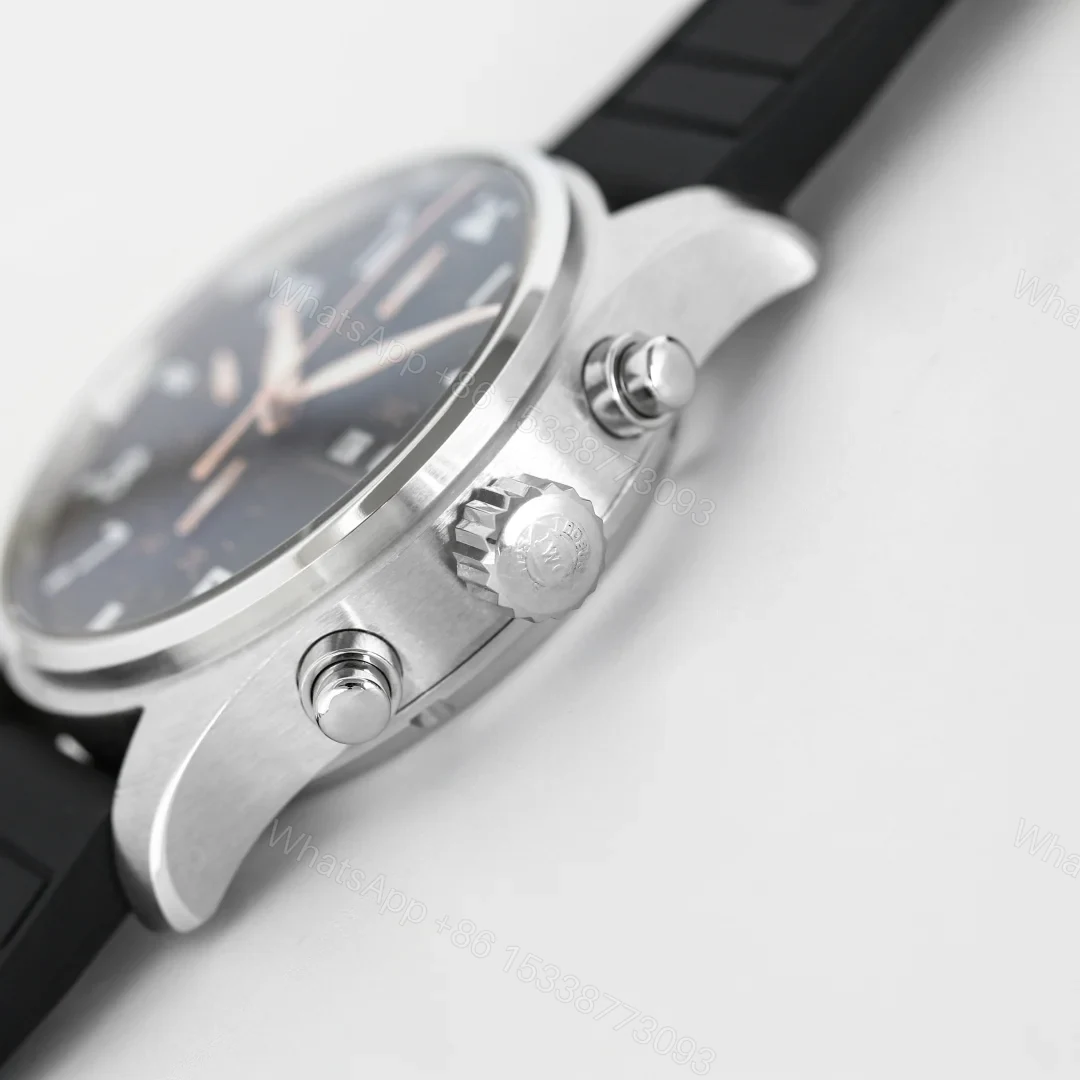 View 6 of IWC Pilot Chronograph Blue Replica 41MM Premium Black Rubber Strap Edition IW388117