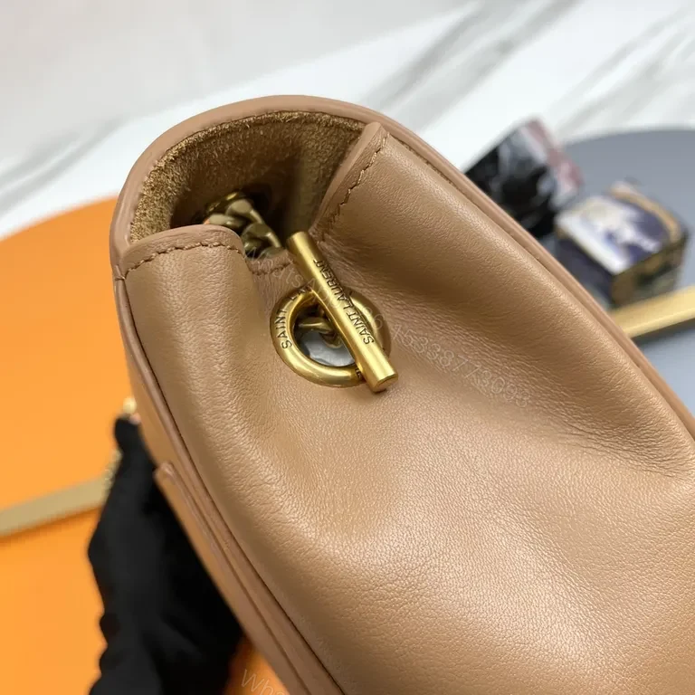 View 3 of Gold-Tone Logo Crossbody Bag: Minimal Leather Luxury