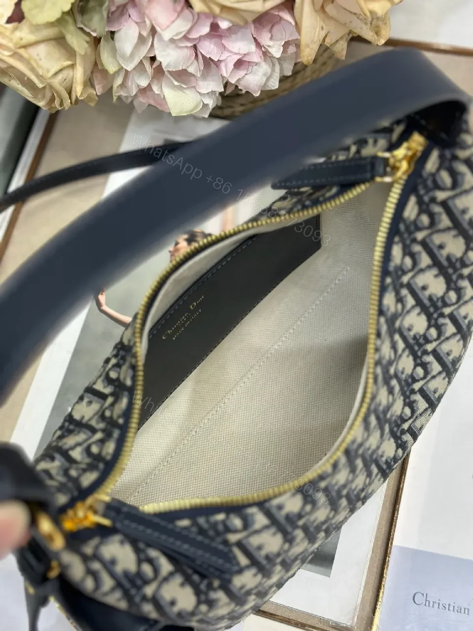 View 8 of Jacquard Patterned Leather-Trim Shoulder Bag: Structured Chic