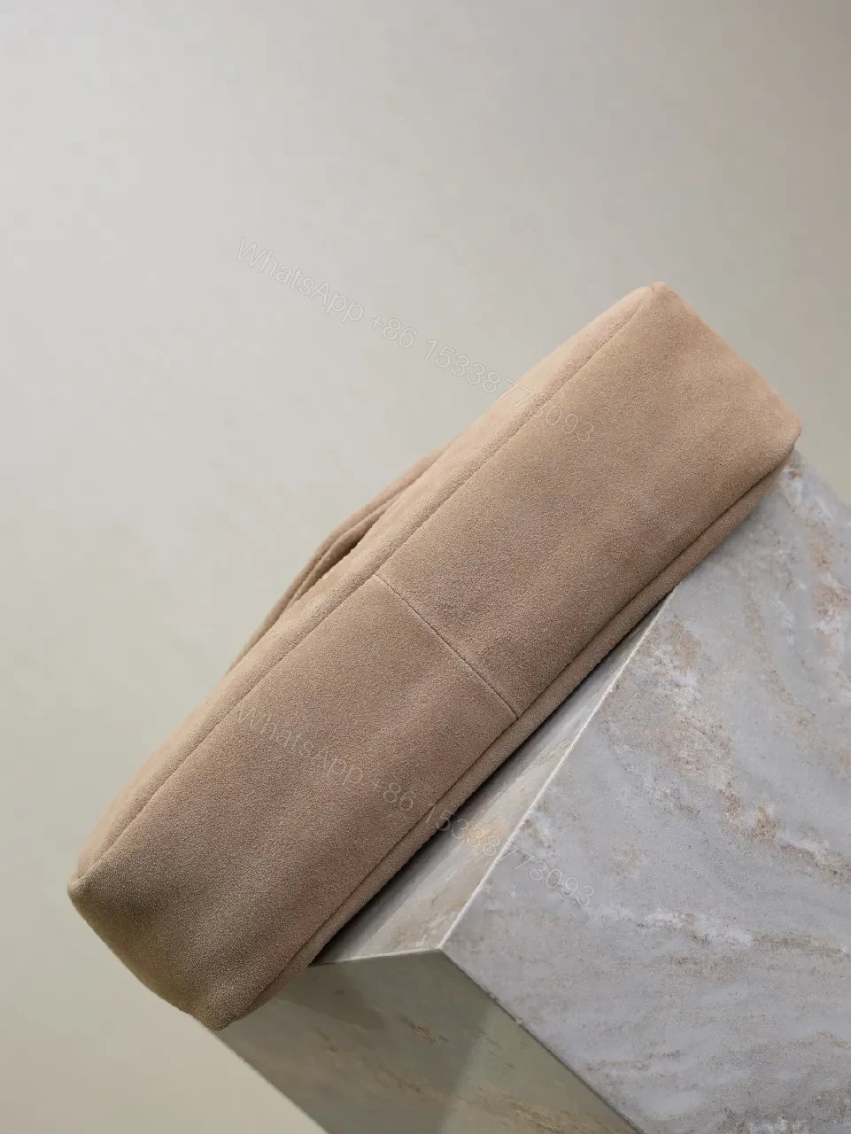 View 3 of Taupe Suede Clutch – Gold Hardware, Envelope Style, Everyday Luxe