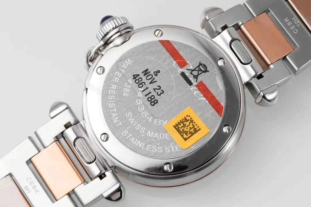View 5 of JF Factory Cartier Pasha de Cartier Women’s Watch – Two-Tone Stainless Steel and Rose Gold, 30mm, White Dial, Quick-Release Stainless Steel and Calf Leather Straps, Swiss Quartz Movement Cal.157