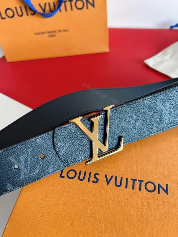 View 3 of Bold Monogram Belt: LV Gold Buckle Luxury Texture Belt