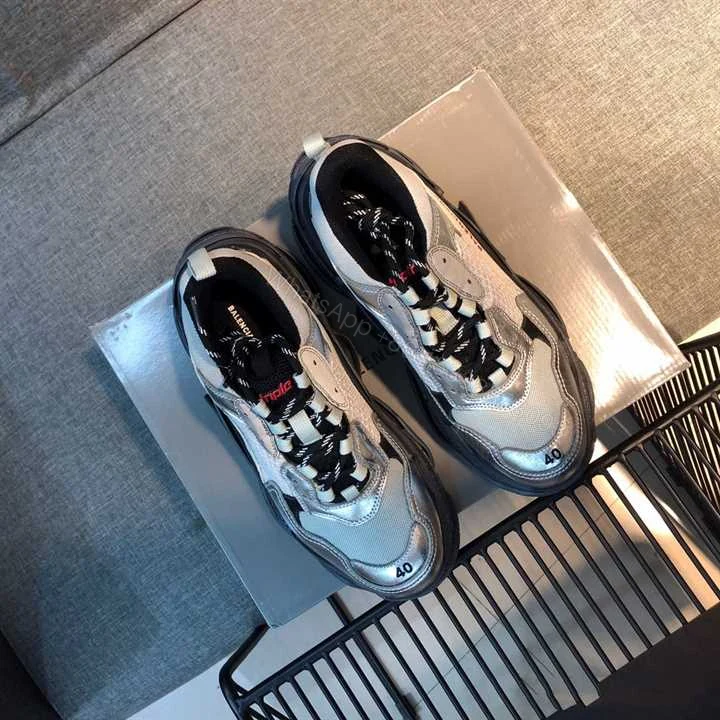 View 5 of BALENCIAGA TRIPLE S WHITE & BLACK SOLE SNEAKERS – BB170