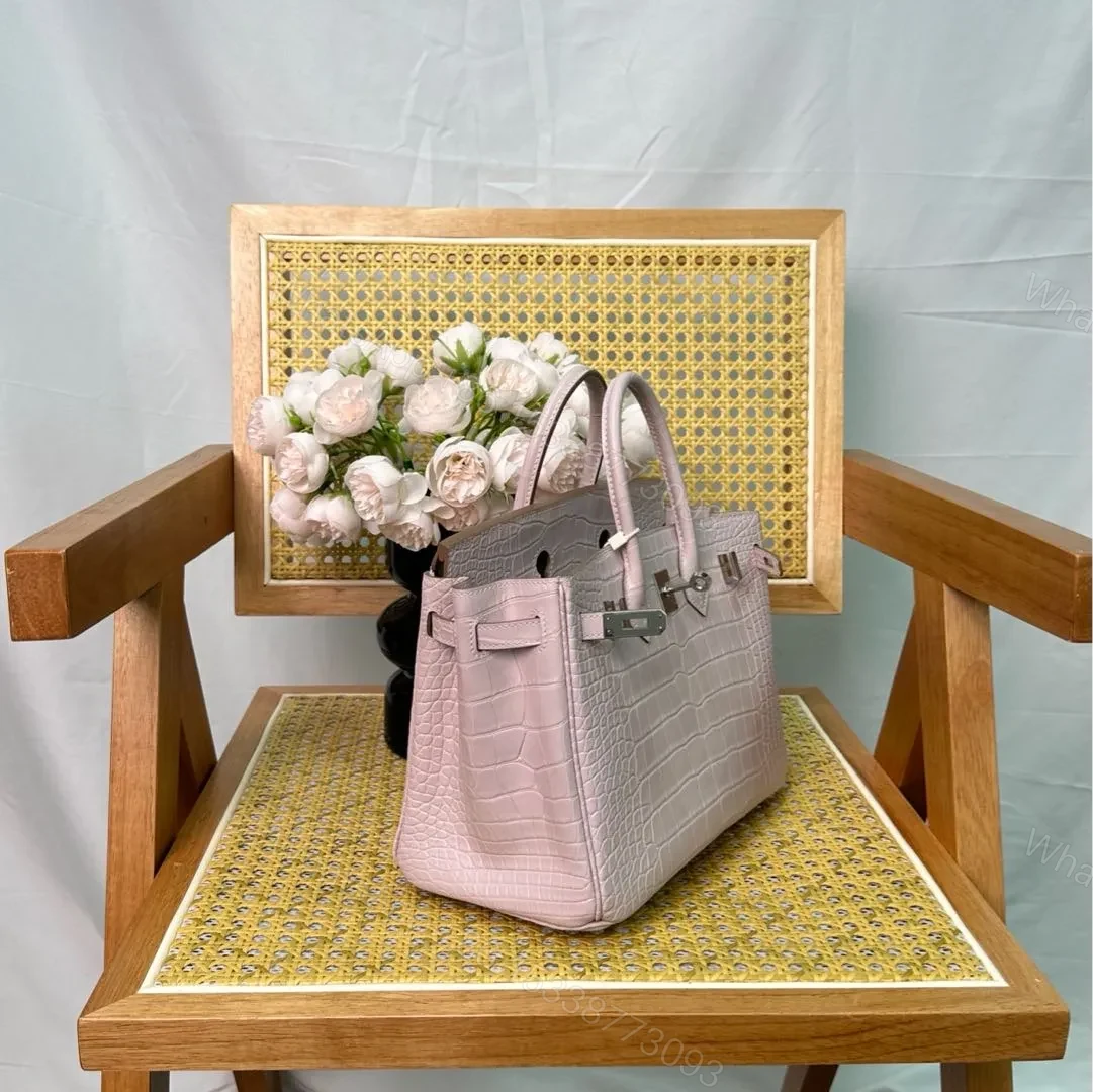 View 3 of Hermes Birkin 25cm Sakura Pink Crocodile Leather Gold Hardware