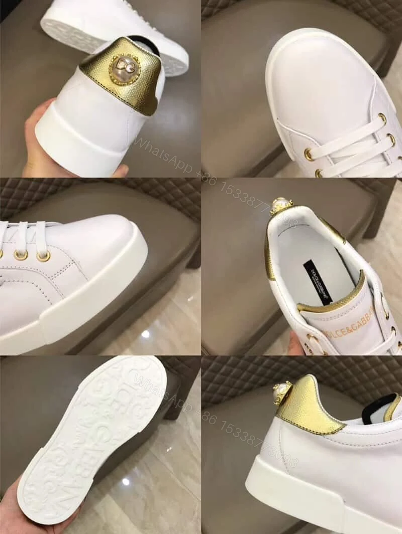 View 3 of DOLCE & GABBANA SNEAKERS PORTFINO IN BLACK LEATHER WITH PERLA LOGATA – DG20