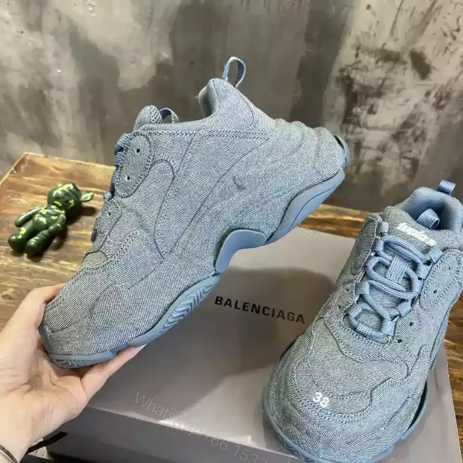 View 3 of BALENCIAGA WOMEN’S TRIPLE S SNEAKER DENIM IN BLUE – BB255