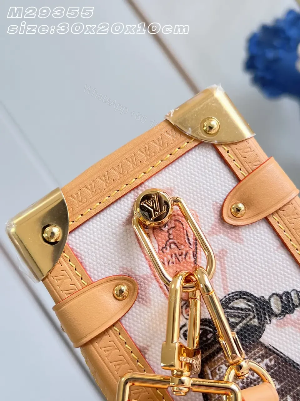 View 4 of Pale Pink Leather Trim Tote: Luxe Monogram Travel Briefcase