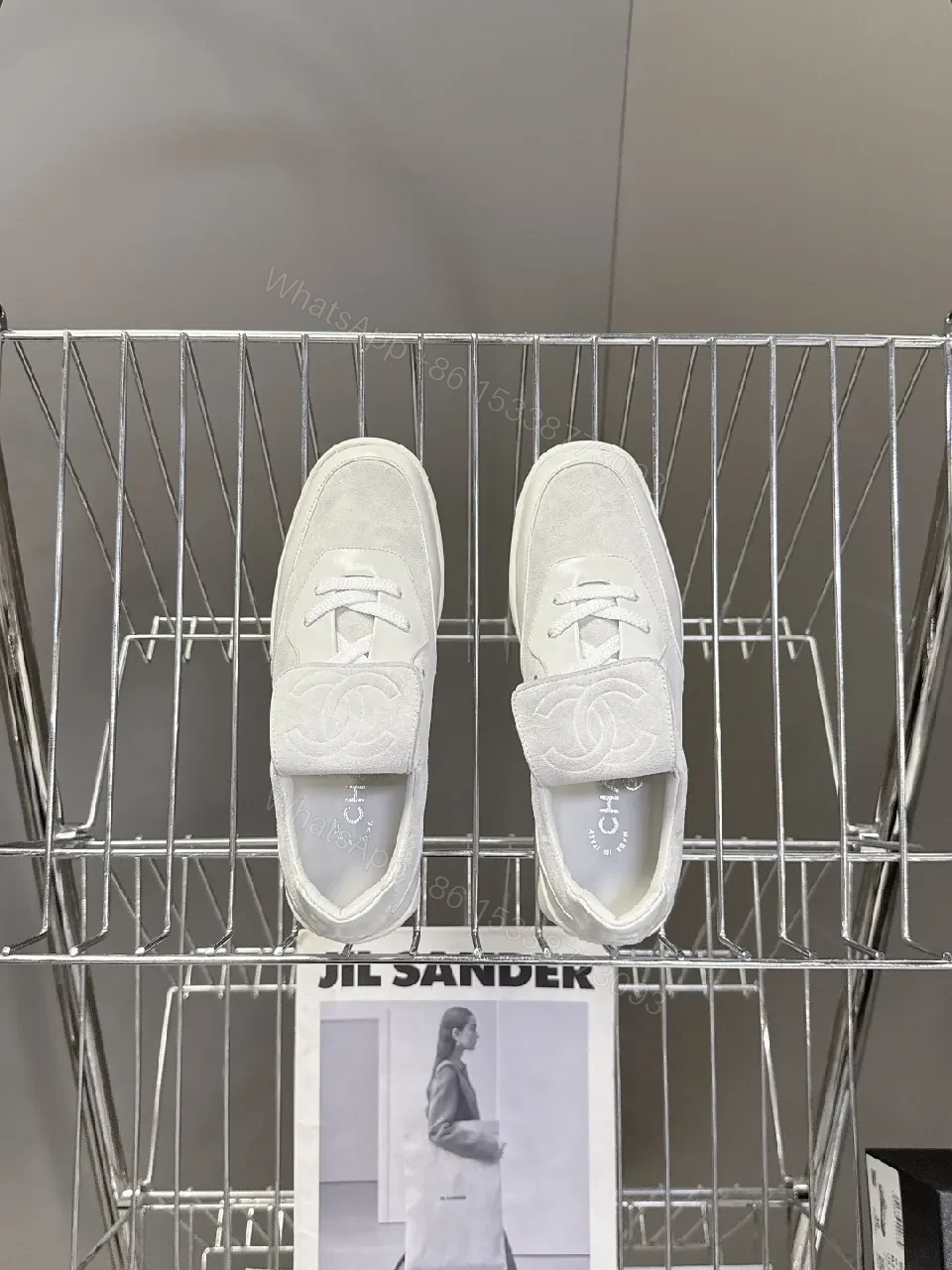 View 5 of White Premium Trainers: Minimalist Leather-Suede, Velcro Closure Sneaker