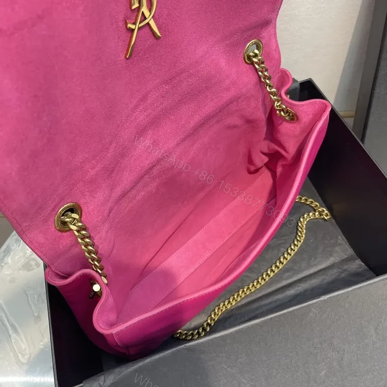 View 7 of Vibrant Pink Leather Crossbody with YSL Emblem Bag