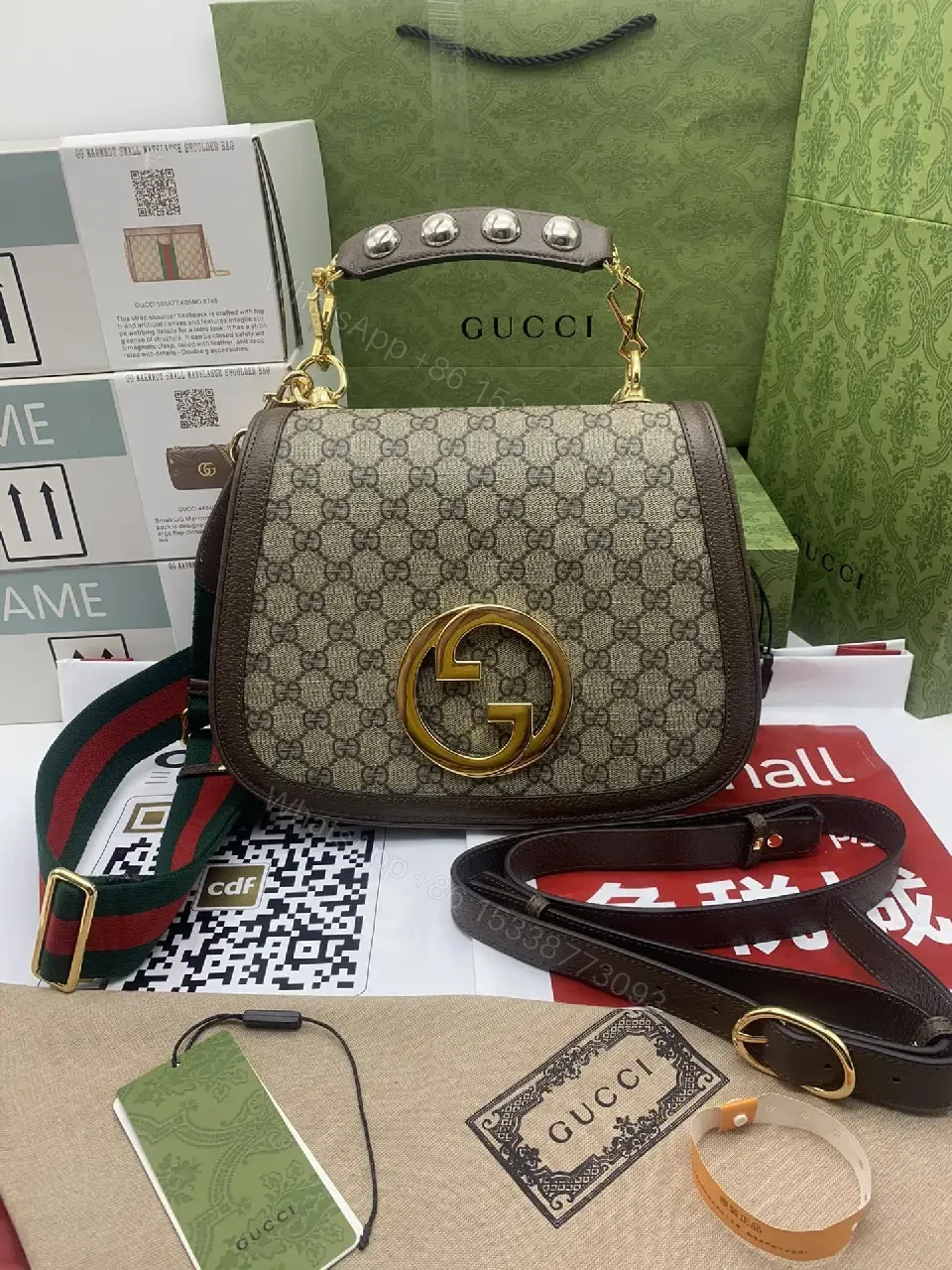 View 9 of Gold Hardware GG Supreme Shoulder Bag - Everyday Luxury Tote