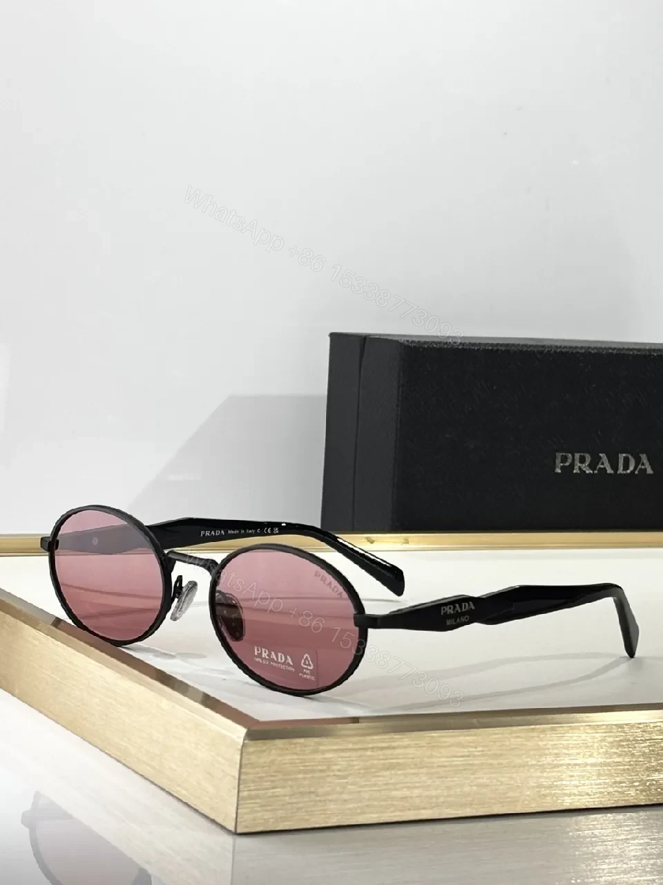 Pink-Tint Round Frames Pearl-Style Sunglasses — view 1