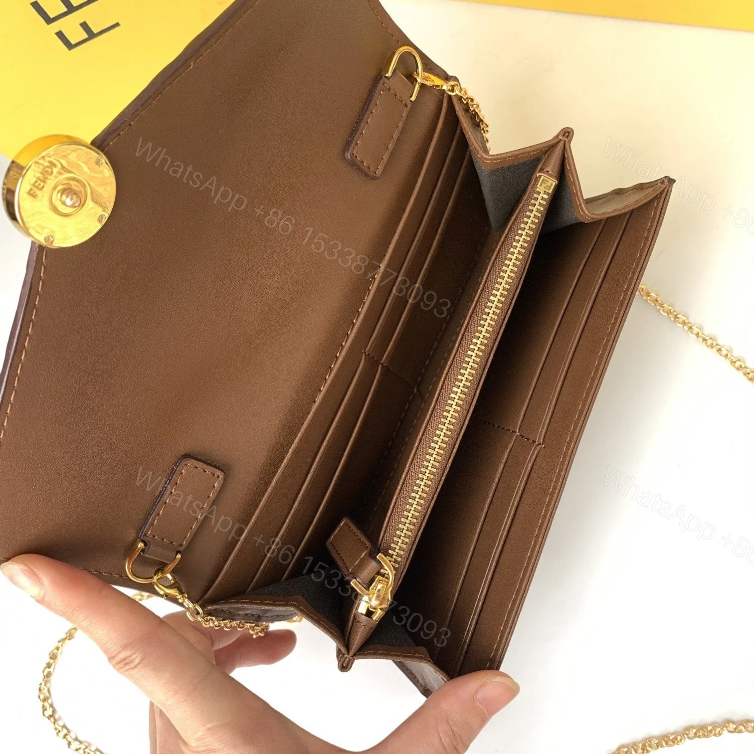 View 2 of Fendi Continental with Chain – Brown – Clutches