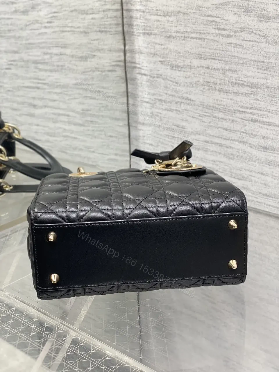 View 3 of Quilted Mini Handbag: Gold Accents, Luxury Chic