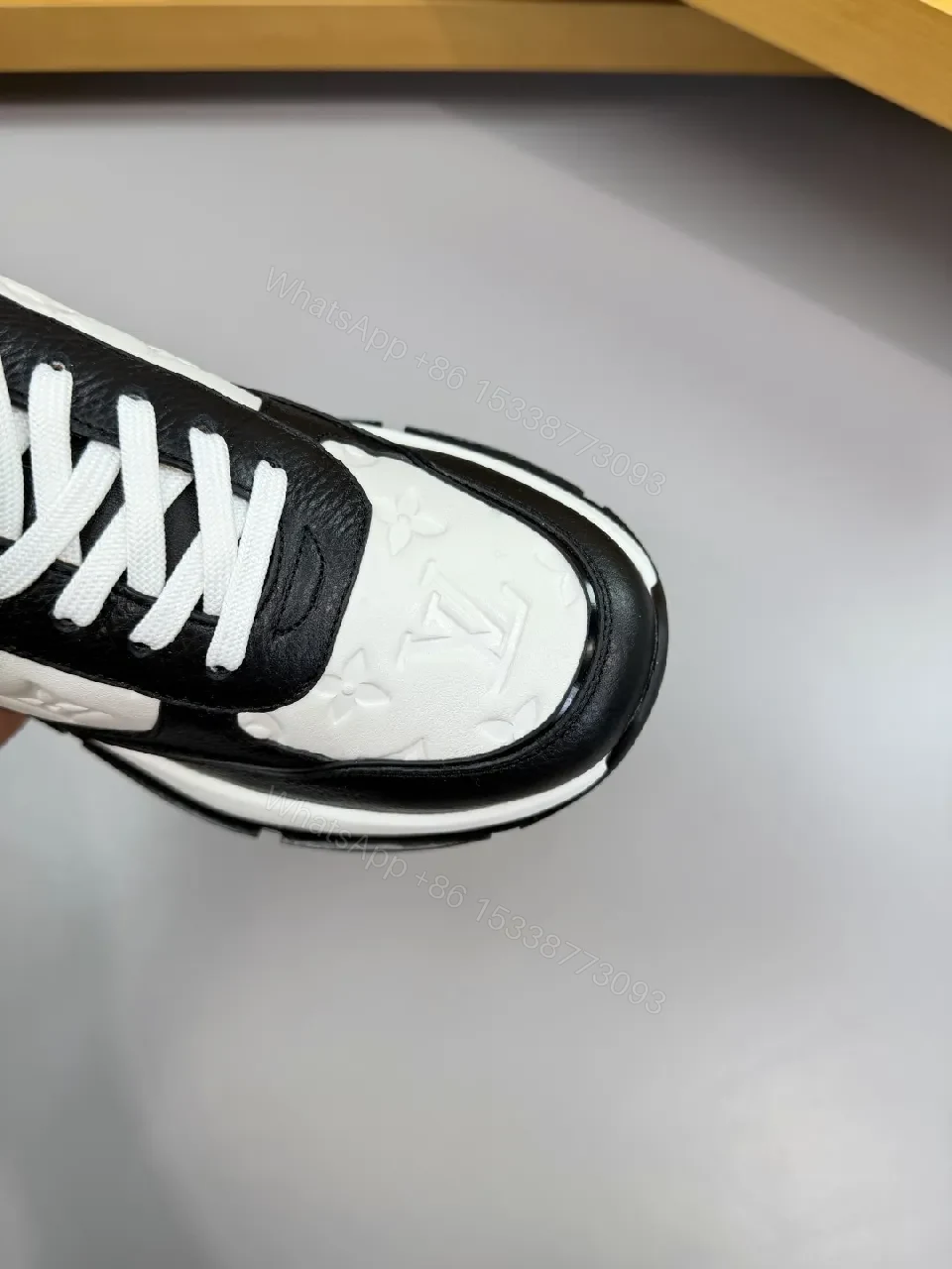 View 3 of Monogram Texture Sneakers: All‐Day Comfort, Black/White Style