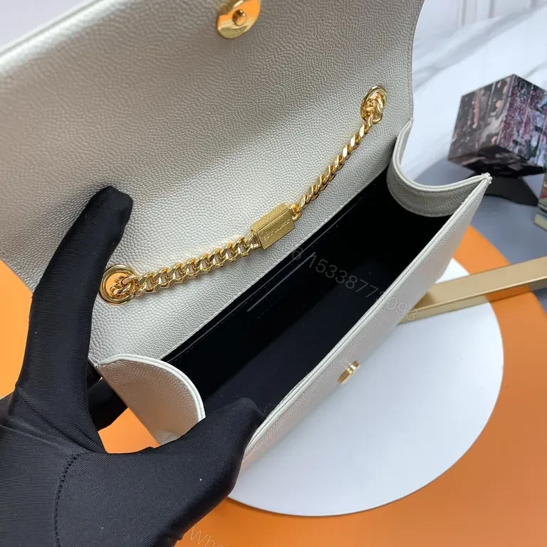 View 9 of Beige Pebble Leather Crossbody: Luxe YSL-Inspired Bag