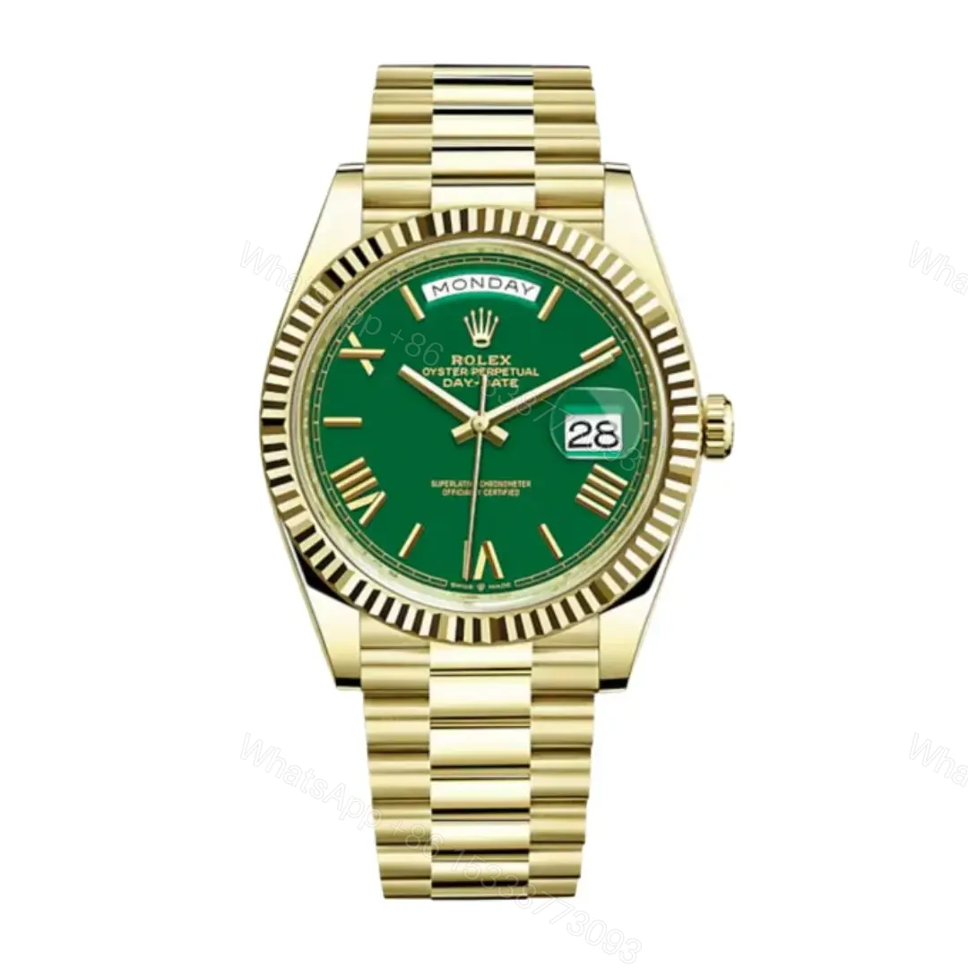 Replica Day Date Rolex Yellow Gold with Green Dial — view 1