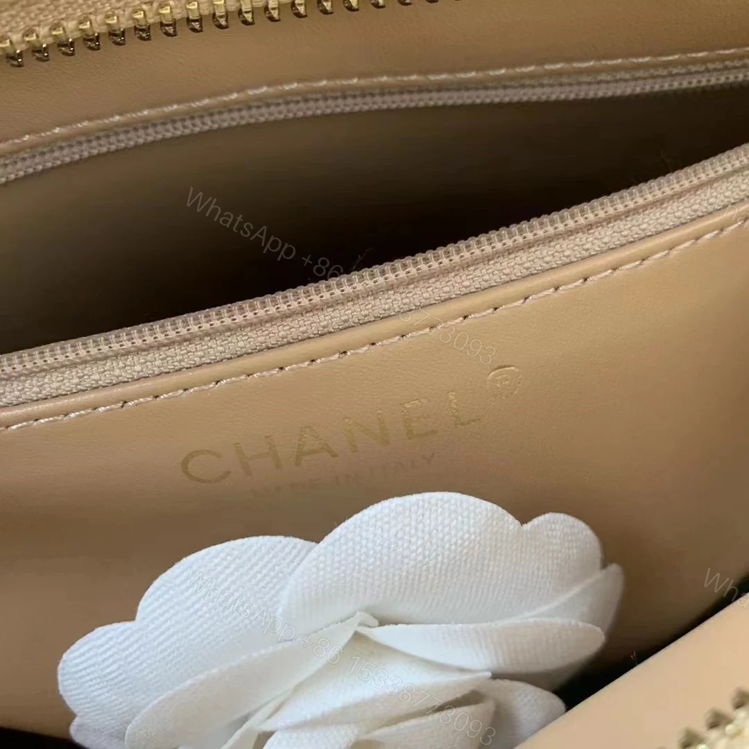 View 3 of Chanel Vintage Classic Like Auth Handbags Lock Gold Nude 30x21x8cm