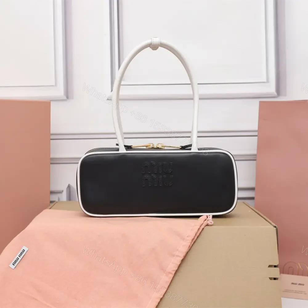 高仿miumiu*Beau系列5BB173小牛皮手袋黑白色小號免檢版 — view 1