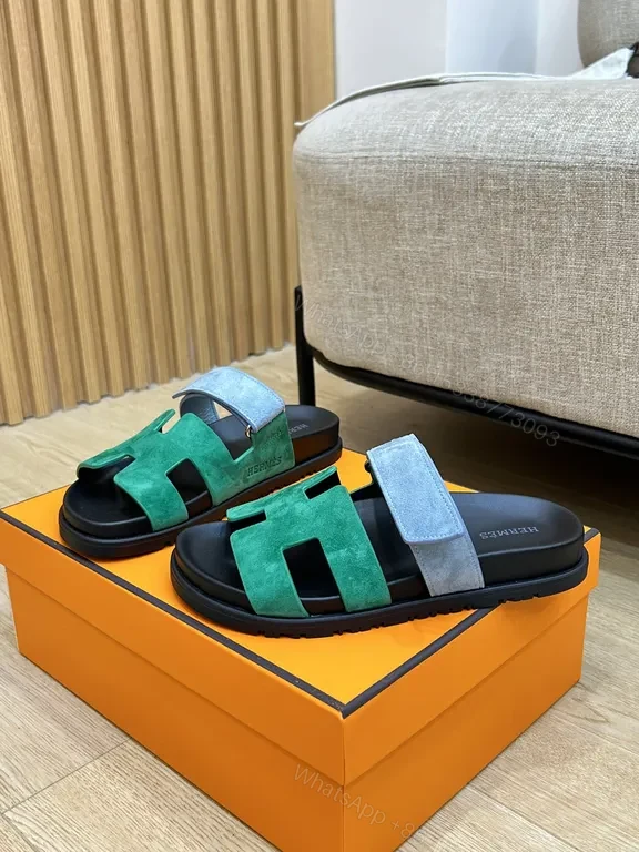 View 7 of Green & Blue Hermes-Style Sandals: Luxury Sneakers-Inspired Comfort