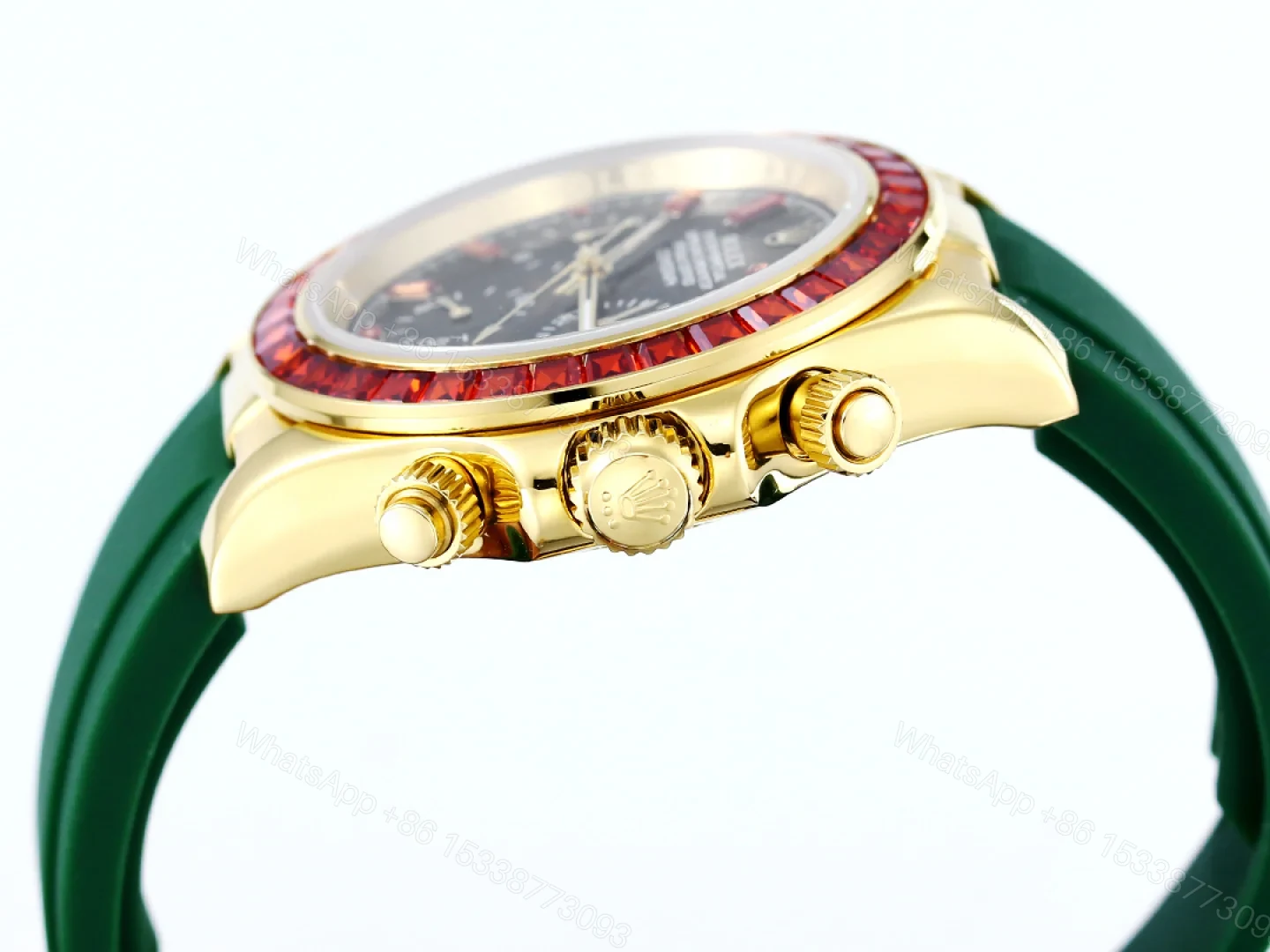 View 6 of Rolex Daytona Pumpkin Bezel Replica 43MM Premium Green Rubber Strap Custom Edition RG-ROLEX-DAYTONA-PUMPKIN-GREEN-43