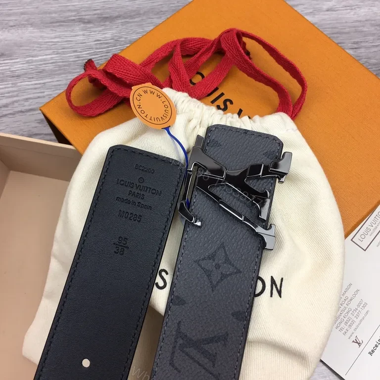 View 2 of Black Calf LV Monogram Belt - Timeless Luxury Belt