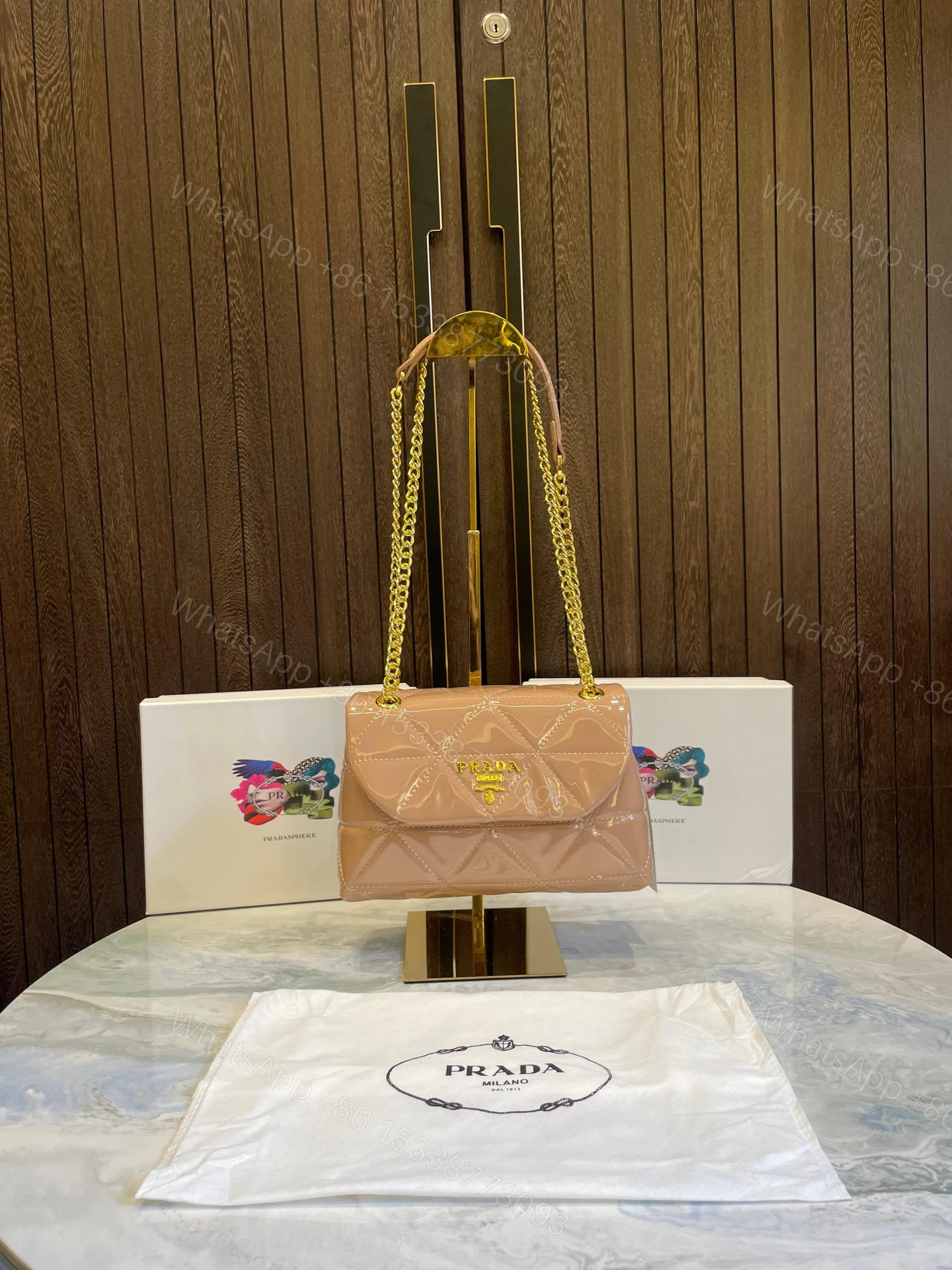 View 5 of FIRST COPY Prada leather spectrum shoulder bag