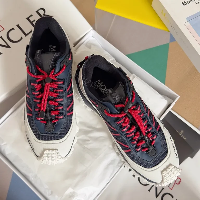 View 9 of Navy & Red MONCLER-Inspired Luxury Sneakers: All-Day Comfort