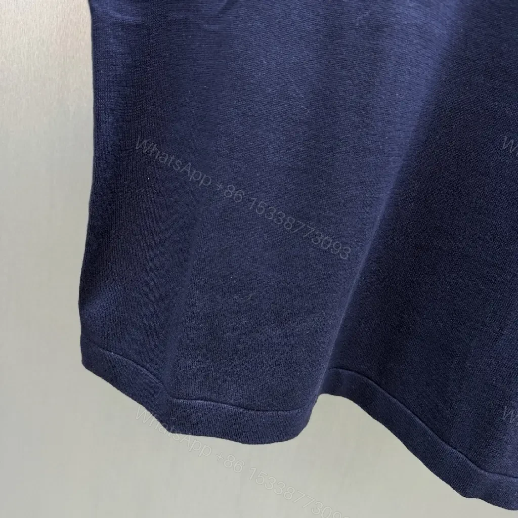 View 8 of Dark Navy Velvet-Lined Essential Tee with Gold Crest Emblem