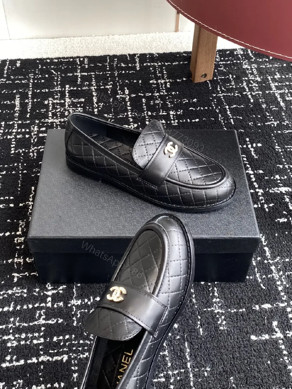 View 4 of Quilted Leather Loafers with Gold Crest – Modern Classic Comfort