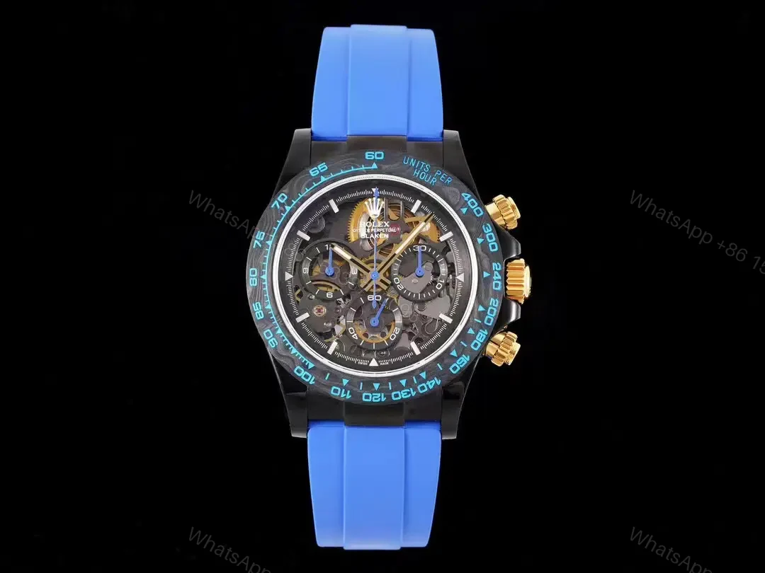 Best Rolex Daytona Skeleton Blue replica 40MM Blue Rubber Strap Edition RLX-DAYTONA-SKELETON-BLUE-40MM-BLUE-RUBBER-STRAP — view 1