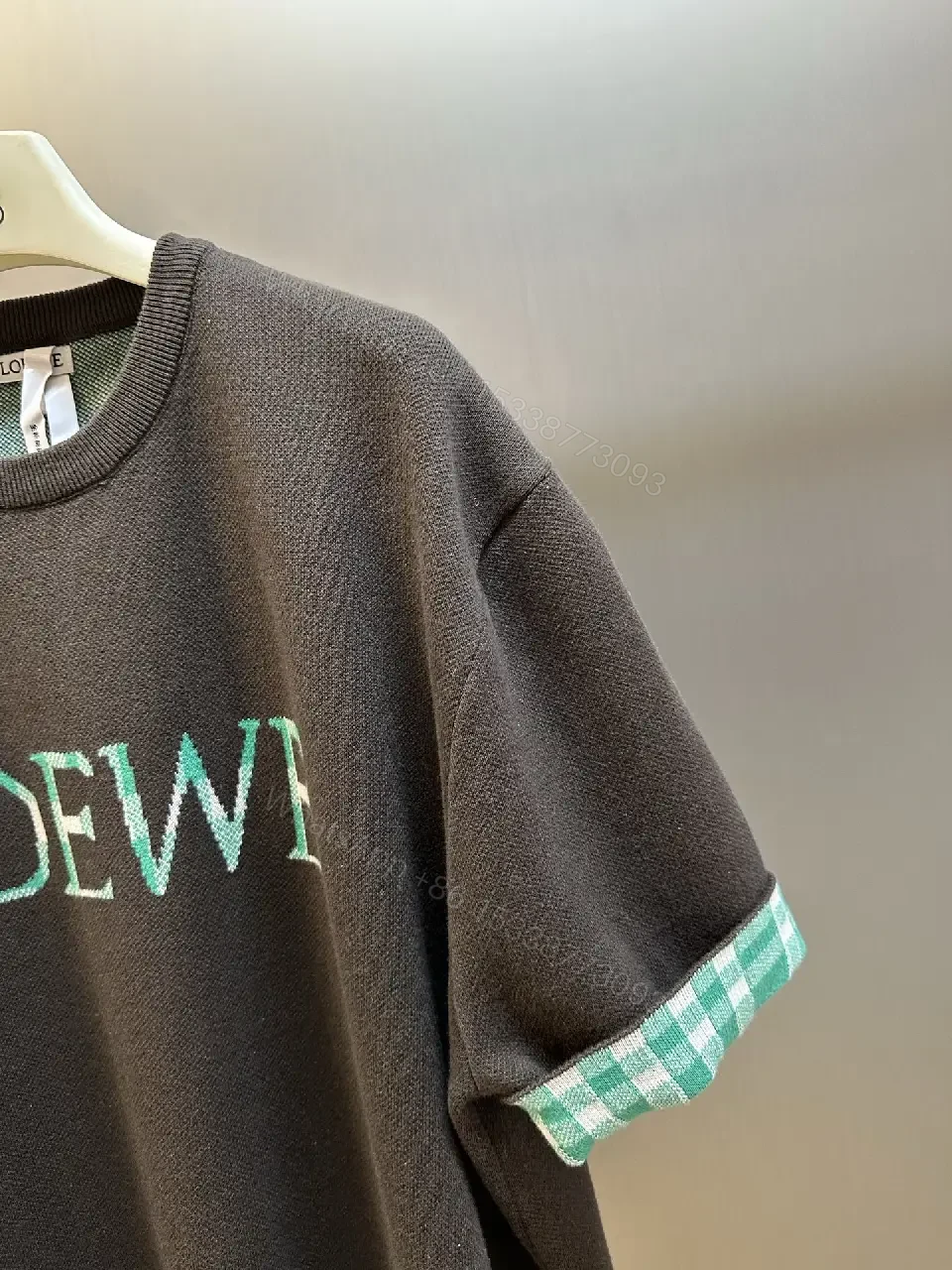 View 9 of Bold Logo Front Knit: Charcoal, Teal Plaid, Modern-Cool Sweatshirt