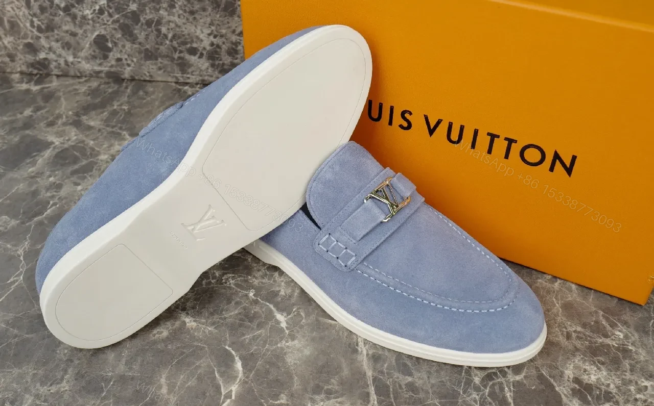 View 6 of Soft-Tone Suede Loafers with LV Hardware